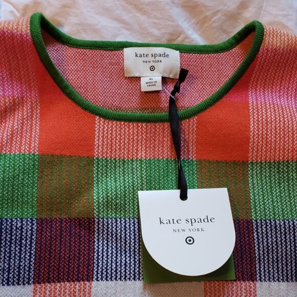 NEW KATE SPADE New York x Target Plaid Mini Sweater Dress Red/Pink/Green/Blue - Picture 8 of 10